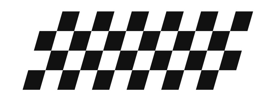 A distorted checkered flag pattern with black and white squares, suggesting motion and a race finish.