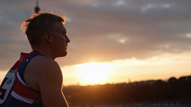 Determined athlete reflecting with Eiffel Tower view inspiring fitness motivation and outdoor sports training