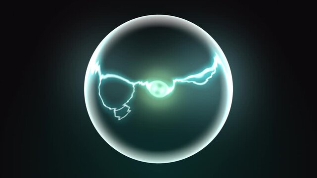 Plasma ball lightning simulation. Neon blue tesla glass effect.