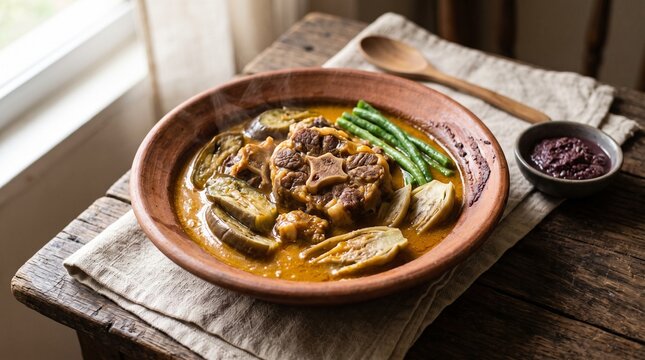 Traditional Philippine Kare Kare Oxtail Stew