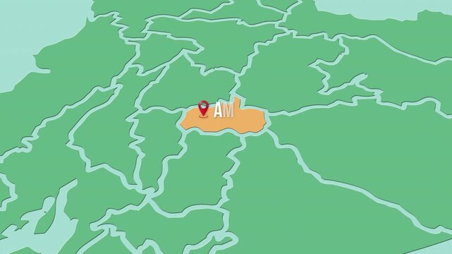 Mapa de Ecuador con divisi&oacute;n pol&iacute;tica resaltando la provincia Tungurahua con su capital Ambato