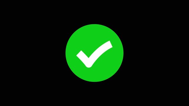 Checkmark icon Animation Tick Symbol For Success Approval Correct Sign Task Completion in circle icon. Check mark symbol. approved tick mark icon, Check mark icon animation