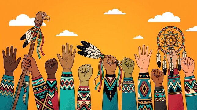International Day of the World's Indigenous Peoples Cultural Pride Flat Vector Background