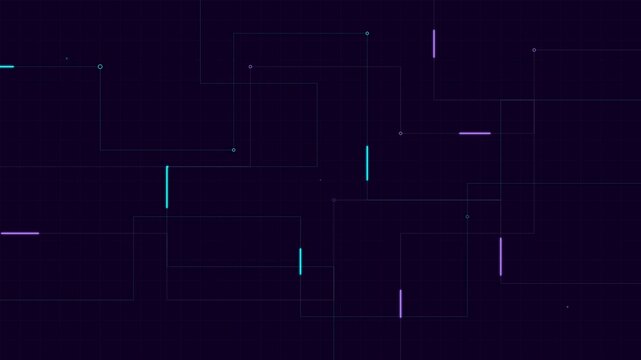 Digital Lavender And Cyber Blue Pulsing Circuit Lines