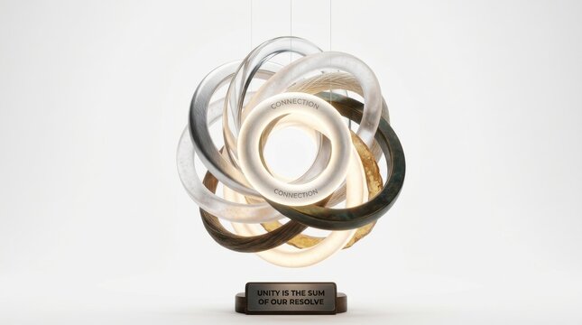Abstract unity sculpture award with inscription on base