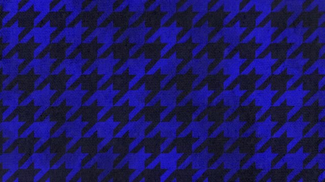Hand drawn houndstooth pattern background video: deep blue color, loop