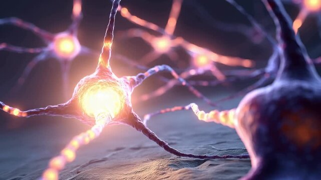 Explore vibrant neurons transmitting signals in the intricate world of brain activity and neural connections