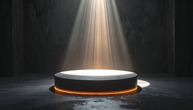 Spotlight on circular stage platform.