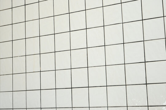 white tile surface, mesh grid structure with bold black line
