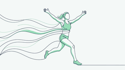Fototapeta premium Woman in dynamic running motion with flowing hair and sportswear, fitness concept