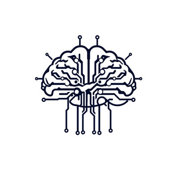 Line Drawing Human Brain Neural Network Connections Illustration Minimalist Style
