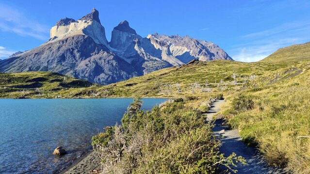 Los Cuernos, the horns, in Torres del Paine National Park, Andes, Chile