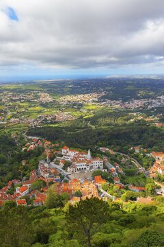 Sintra town, high angle view, Sintra, Portugal