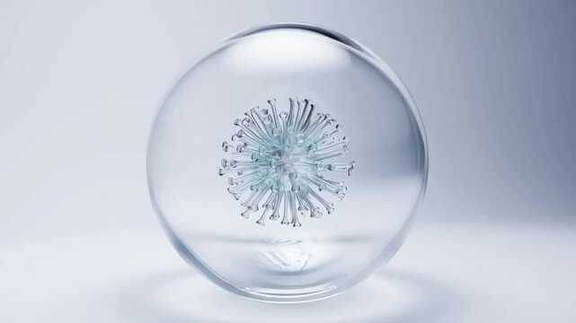 A crystal ball displays an icy explosion on a white surface indoors.