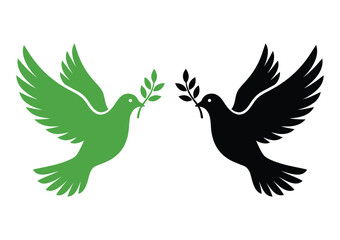 Fototapeta premium World mental health day symbolic doves with olive branch representing peace and well being