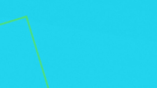 Green rectangle outline rotated on blue background