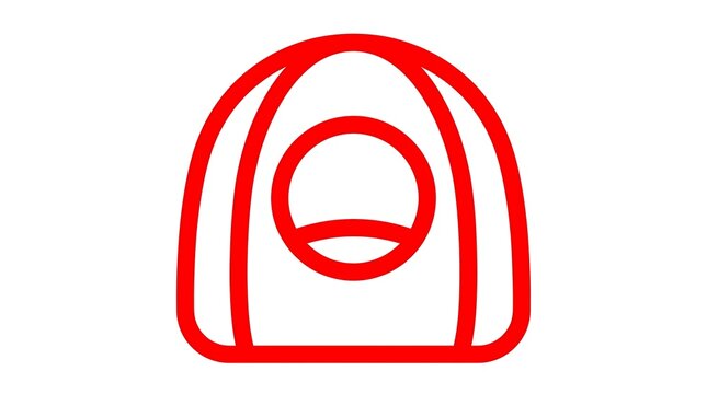 Minimalist red camera shutter icon on white
