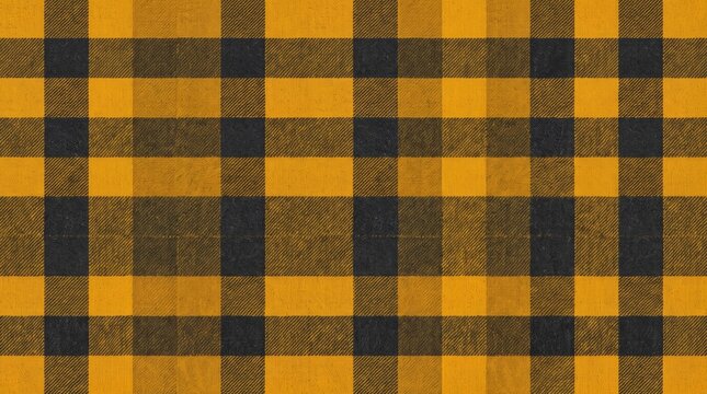 American pattern yellow and black plaid fabric texture background with american checkered seamless traditional heritage