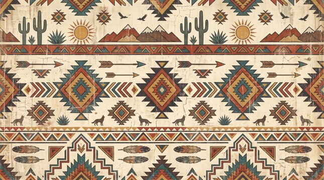 American pattern with rustic southwestern desert elements american southwestern mountain geometric seamless heritage
