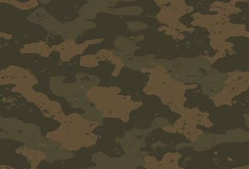 Abstract grunge camouflage, seamless texture, military camouflage pattern, Army or hunting dark khaki green camo clothes. © runa