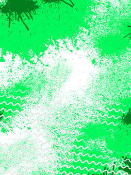 Green Paint Splatter Background with Waves