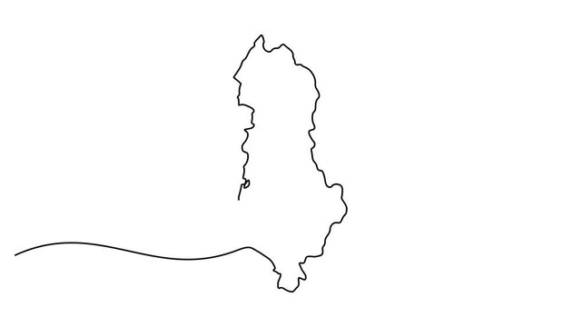 Animated video of Albania map. Map motion graphics for Education, Travel between cities in Albania, infographics, Science, Web Presentations. Albania map concept in doodle style.