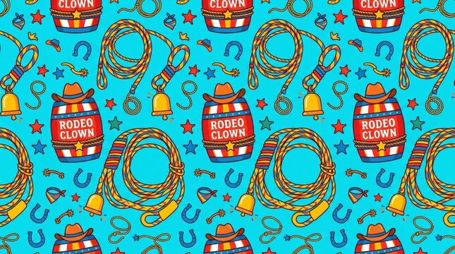 American pattern rodeo western cowboy icon graphic with american seamless traditional patchwork ornament decorative