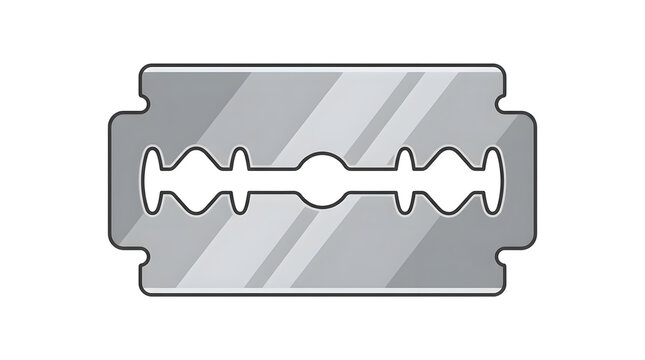 Classic Metal Razor Blade Illustration Isolated on White