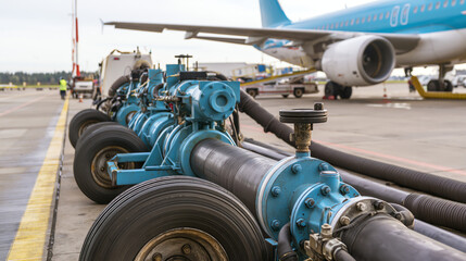 Fototapeta premium Airport Fuel Delivery System with Pumps and Hoses
