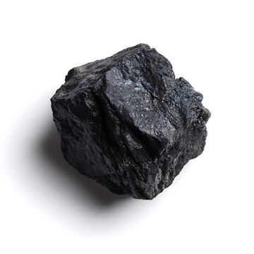 Large chunk of black anthracite coal isolated on white background for energy and industrial concepts