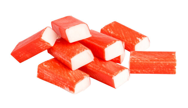 pieces of crab meat isolated Isolated on Transparent or White Background.