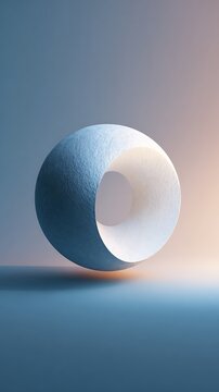 Abstract 3D floating textured torus shape with soft gradient lighting for minimalist modern background design