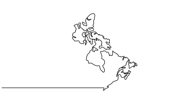 Animated video of Canada map. Map motion graphics for Education, Travel between cities in Canada, infographics, Science, Web Presentations. Canada map concept in doodle style.