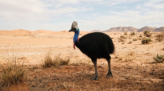 Southern Cassowary standing in open savanna landscape