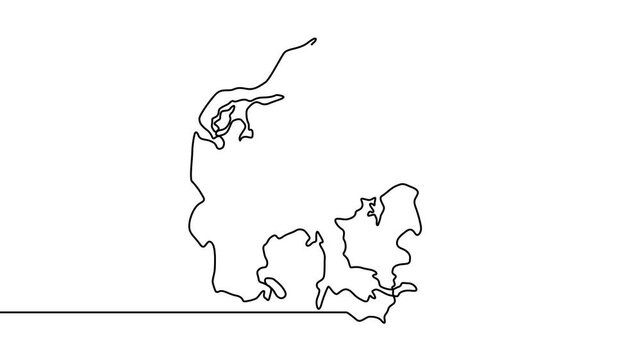 Animated video of Denmark map. Map and flag motion graphics for Education, Travel between cities in Denmark, infographics, Science, Web Presentations. Denmark map concept in doodle style.
