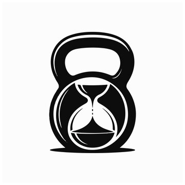 Black kettlebell fitness weight icon.