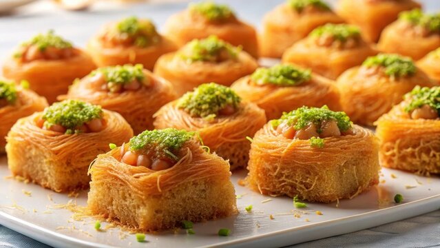 Kadaifi dessert on white background