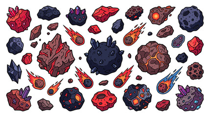 Cosmic Asteroids and Meteors Collection © mila