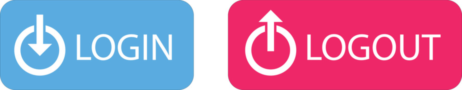 Login and logout flat icons with arrows