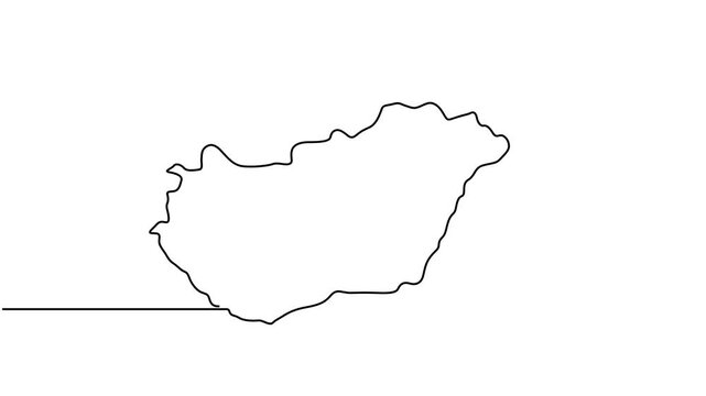 Animated video of Hungary map. Map and flag motion graphics for Education, Travel between cities in Hungary, infographics, Science, Web Presentations. Hungary map concept in doodle style.