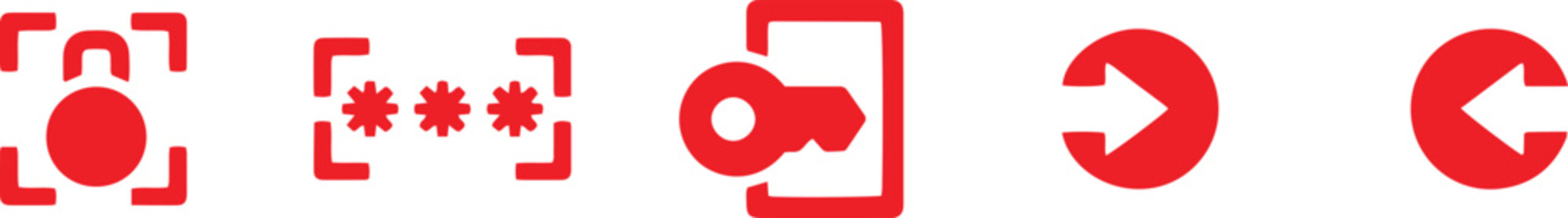 Red flat icons showing document actions