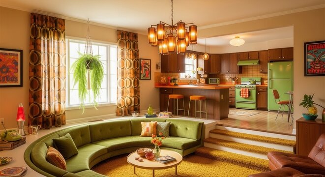 Retro Living Room Oasis Inviting Mid-Century Modern Ambiance