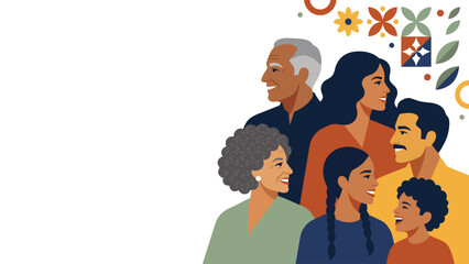 Obraz premium Illustration of a diverse multigenerational community of smiling people.