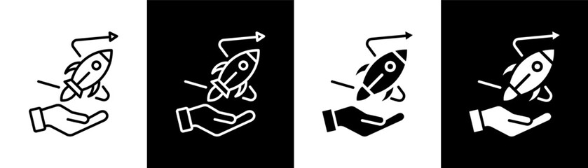 Innovation white and black icon set design © Ifanicon