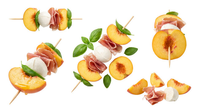 Peach Mozzarella Prosciutto Skewer Transparent PNG &ndash; Fresh Picnic Finger Food Set