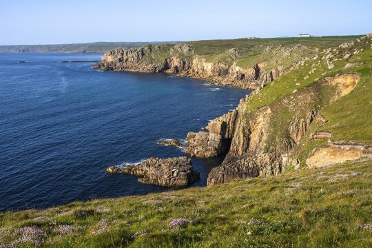 Coastal landscape at Land's End. Land's End, Penzance, Cornwall, England, Great Britain