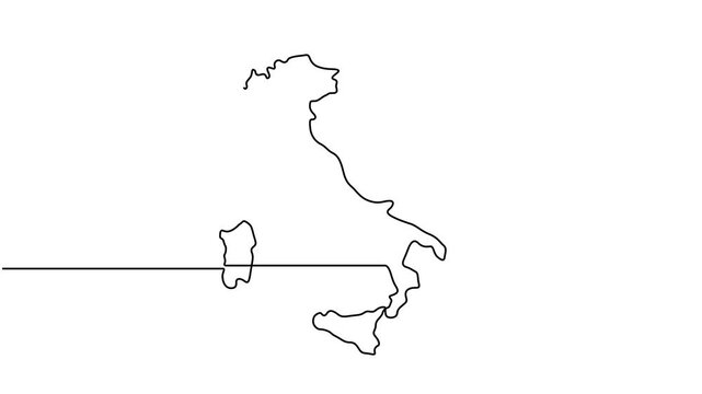 Animated video of Italy map. Map and flag motion graphics for Education, Travel between cities in Italy, infographics, Science, Web Presentations. Italy map concept in doodle style.