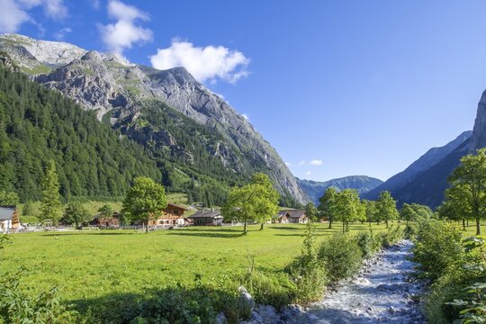 The alpine village of Eng, Eng-Alm, Karwendel mountains, Tyrol, Austria
