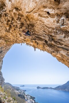 Grande Grotta, Armeos sector, lead climbing, sport climbing, Kalymnos, Dodecanese, Greece