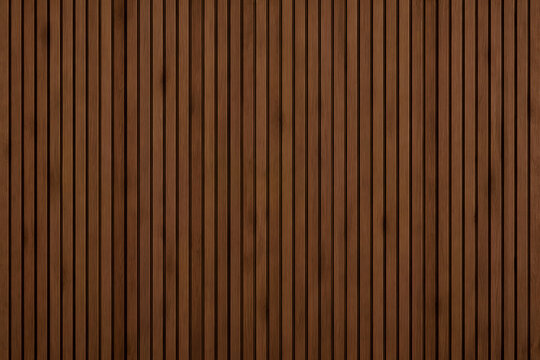 Premium Walnut Wood Slat Wall Texture Background with Vertical Wooden Panels
